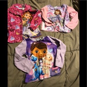 Lot of 3 Disney pajama tops